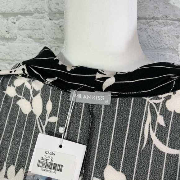 MILAN KISS Black White Floral Jacket Medium - Picture 11 of 16